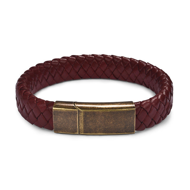 Punk Men's Jewelry Braided Leather Bracelet