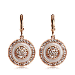 Gold Round Black Earrings