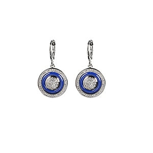 Gold Round Black Earrings