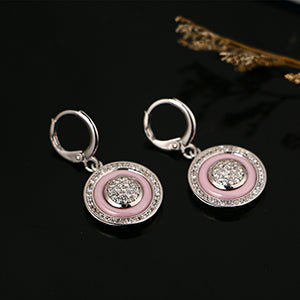 Gold Round Black Earrings