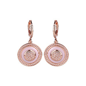 Gold Round Black Earrings