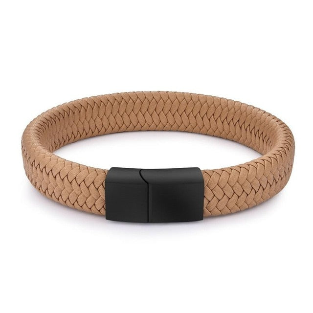 Punk Men's Jewelry Braided Leather Bracelet